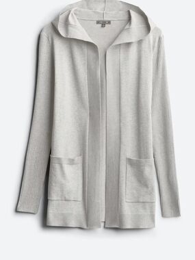 Lety & Me Gray Adelie Hooded Rib Sleeve Cardigan